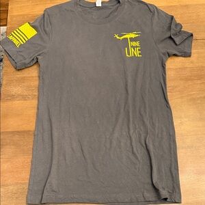 Nine Line Men's Short Sleeve Gray Tee with Yellow Logo